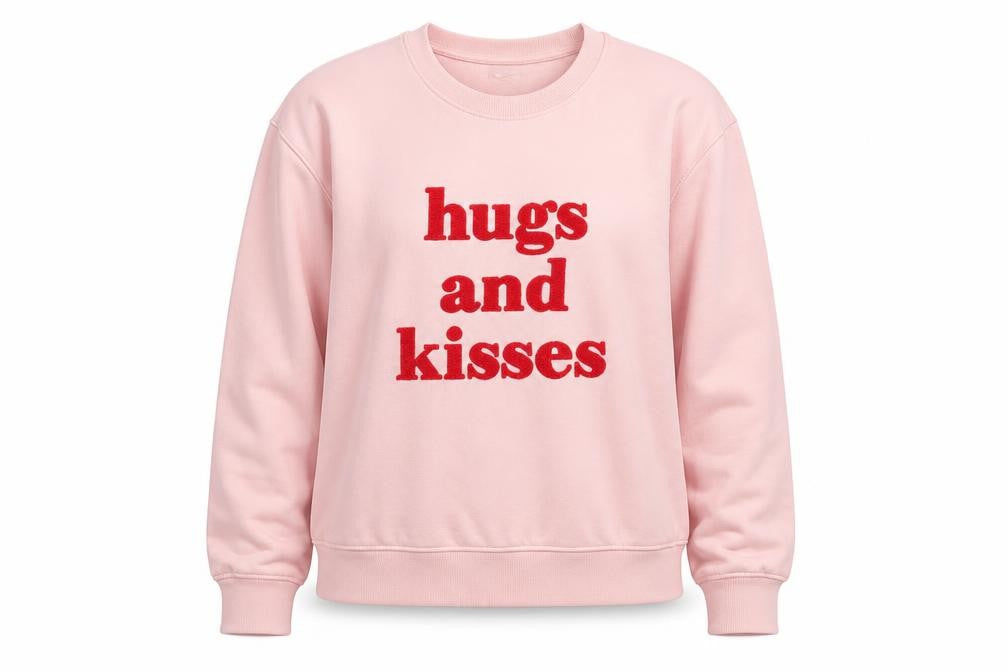 Beloved Woman Pink Pullover Sweatshirt L Hugs and Kisses Graphic