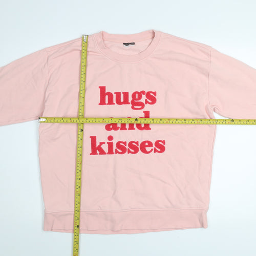 Beloved Woman Pink Pullover Sweatshirt L Hugs and Kisses Graphic