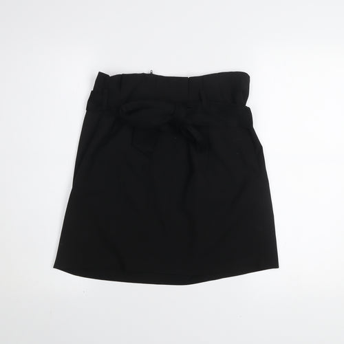 Miss Selfridge Women Black UK 10 Wrap Mini Skirt with Bow Belt