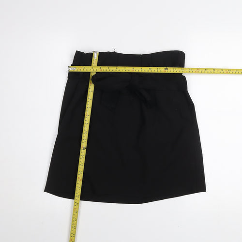 Miss Selfridge Women Black UK 10 Wrap Mini Skirt with Bow Belt