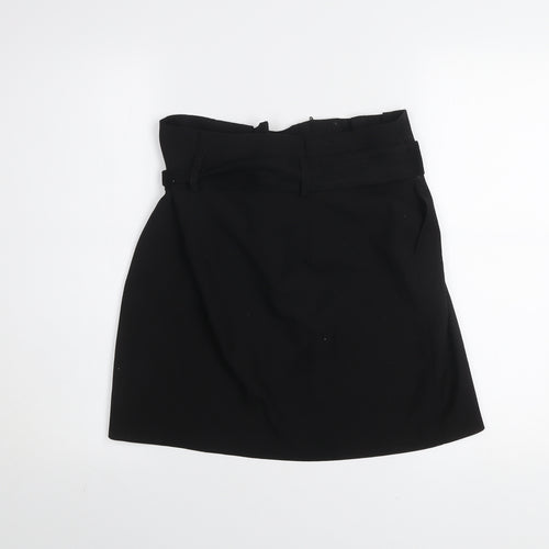 Miss Selfridge Women Black UK 10 Wrap Mini Skirt with Bow Belt