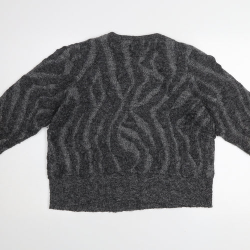 Gallery Women's Grey Beaded Animal Knit Jumper Size M