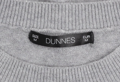 Dunnes Women Grey Striped Knit Crew Neck Pullover Jumper M