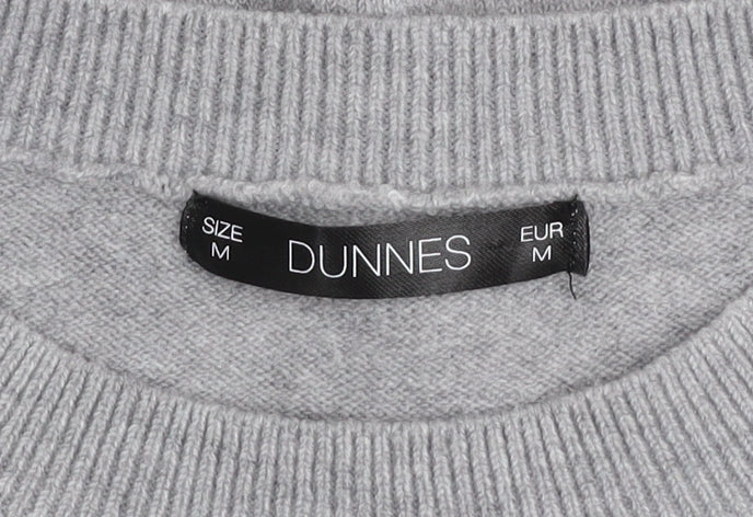 Dunnes Women Grey Striped Knit Crew Neck Pullover Jumper M