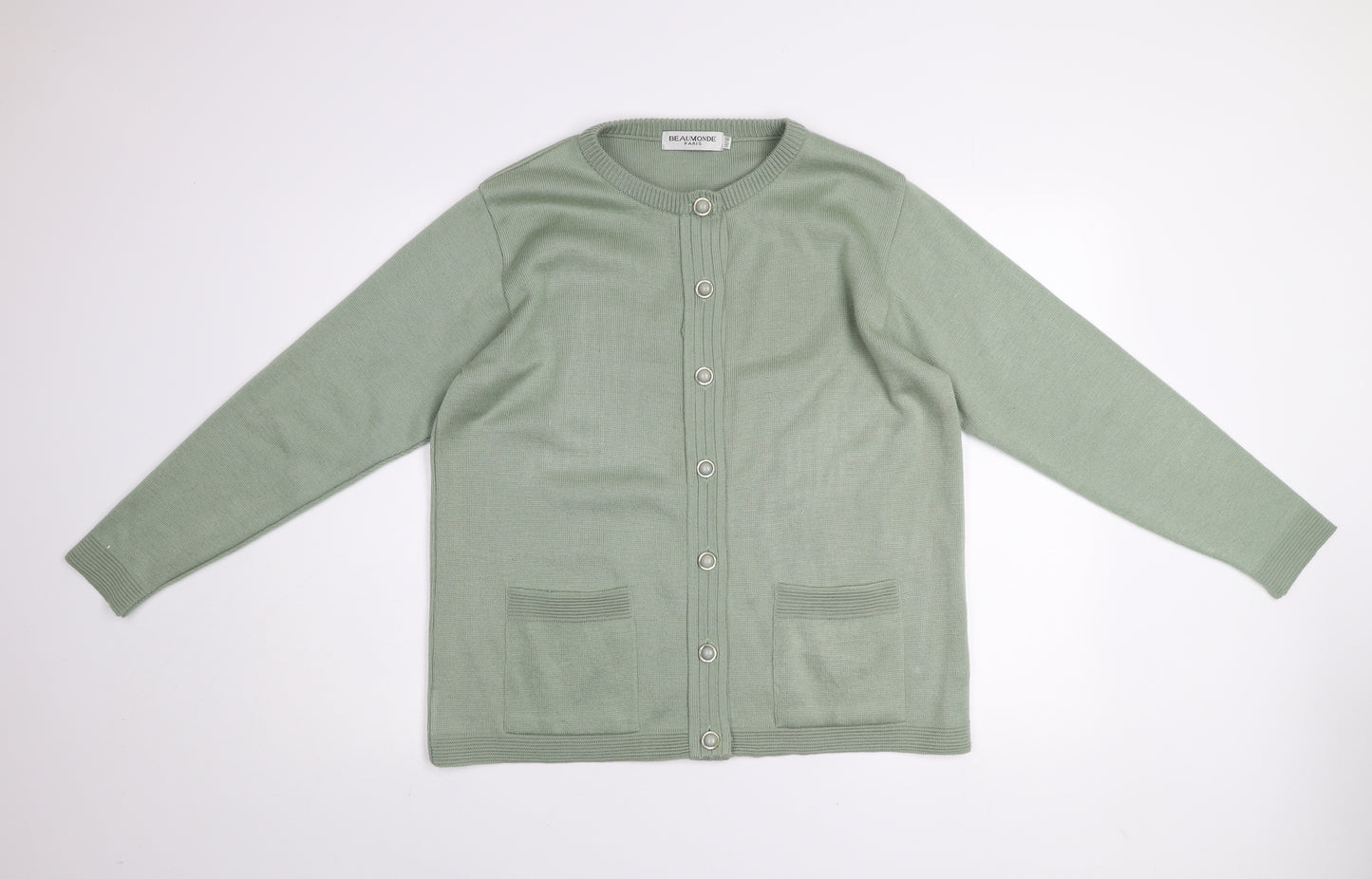 Beaumonde Paris Women’s Green Long Sleeve Acrylic Cardigan Size 14/16