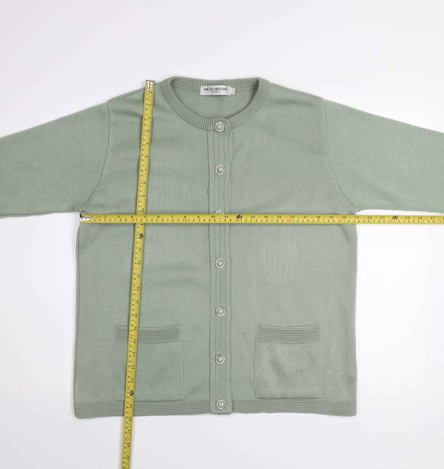 Beaumonde Paris Women’s Green Long Sleeve Acrylic Cardigan Size 14/16