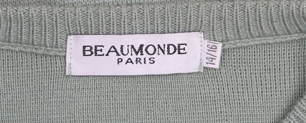Beaumonde Paris Women’s Green Long Sleeve Acrylic Cardigan Size 14/16