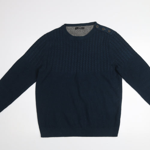 Dunnes Men Blue Cable-Knit Crew Neck Jumper Medium