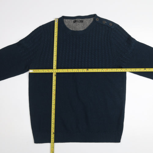 Dunnes Men Blue Cable-Knit Crew Neck Jumper Medium