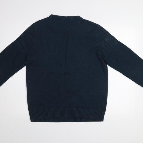 Dunnes Men Blue Cable-Knit Crew Neck Jumper Medium