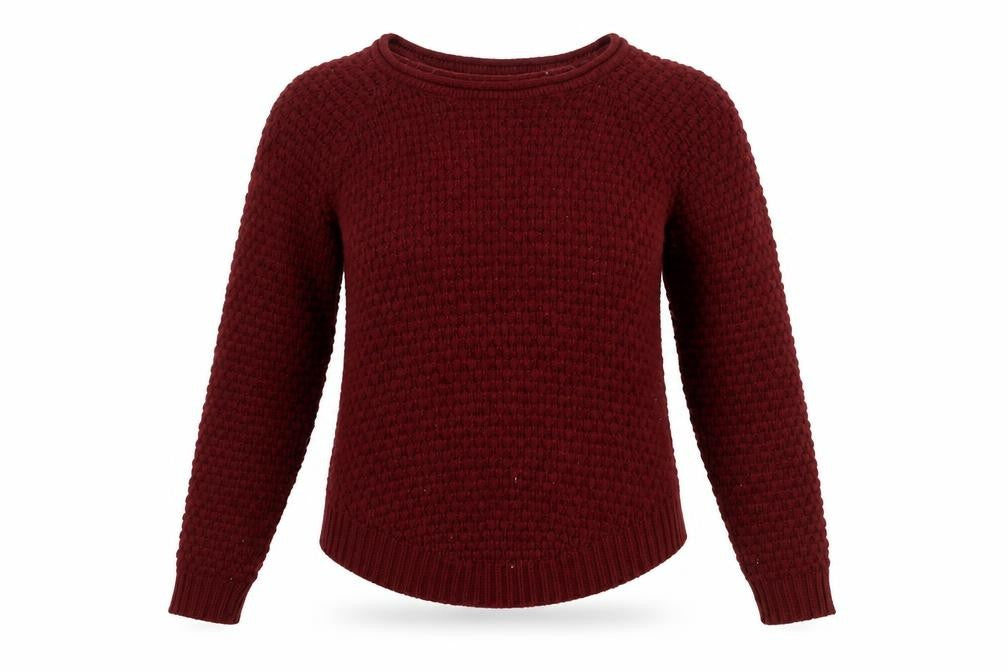Front view of Vero Moda Women's Red Chunky Knit Crew Neck Jumper XS