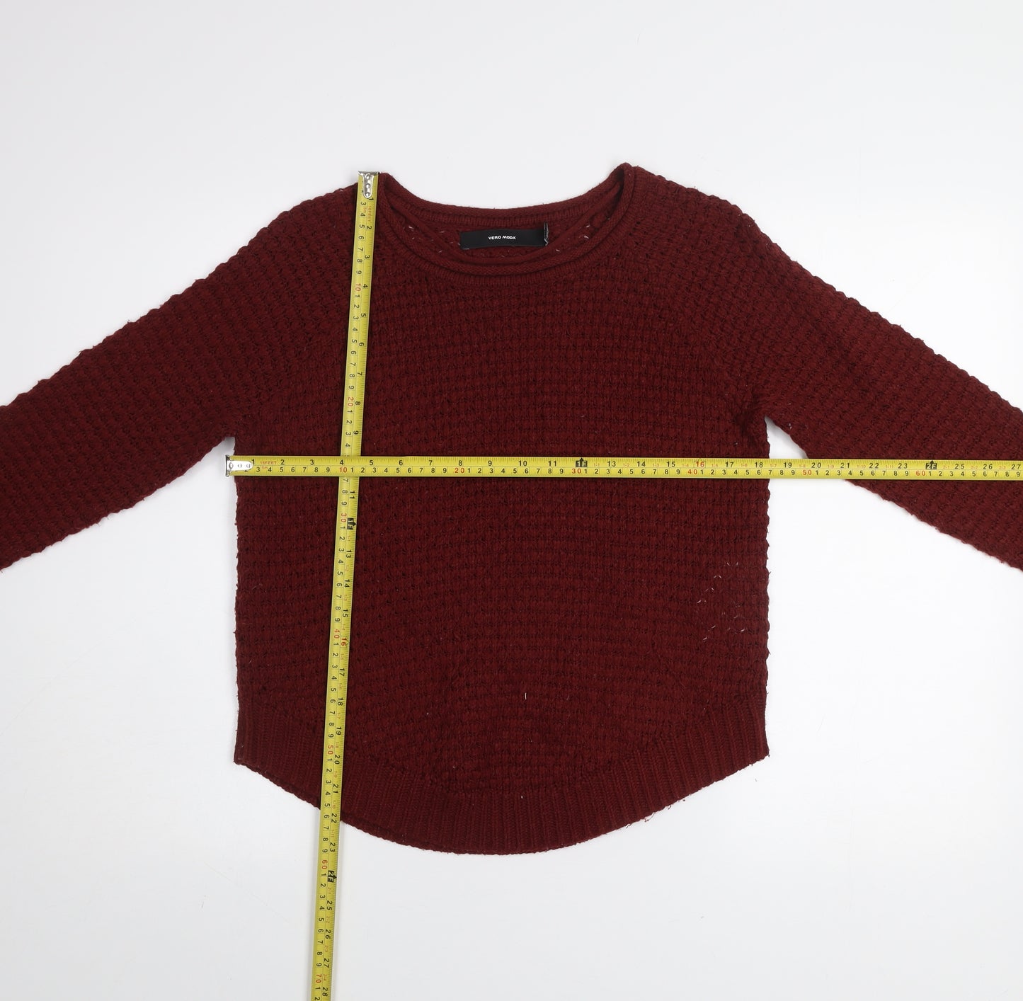 Vero Moda Women's Red Chunky Knit Crew Neck Jumper XS