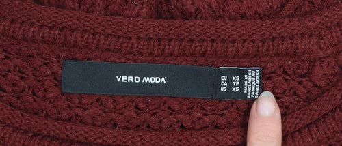 Vero Moda Women's Red Chunky Knit Crew Neck Jumper XS
