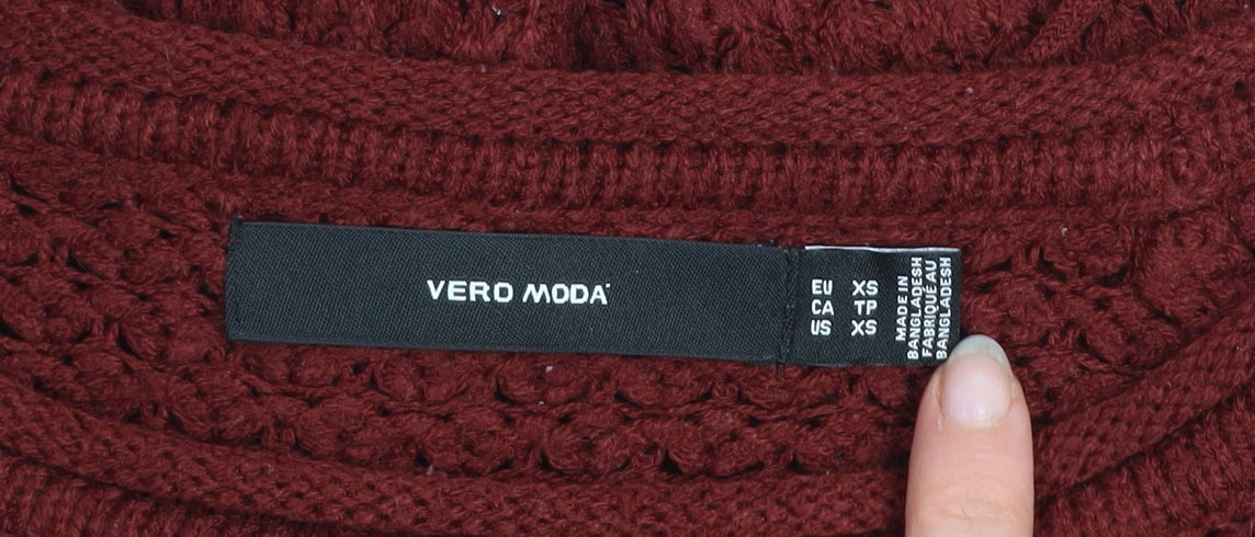 Vero Moda Women's Red Chunky Knit Crew Neck Jumper XS