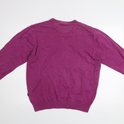 André Men Purple V-Neck Knit Pullover Jumper Size L