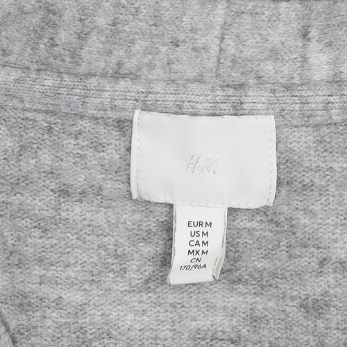 H&M Women's Grey Wool Blend V-Neck Jumper Size 12
