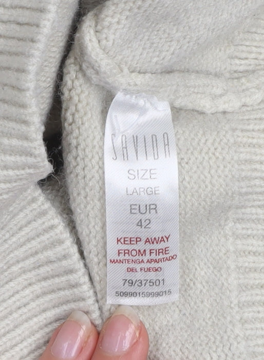 Savida Women’s Beige Crew Neck Button Cardigan Size 14