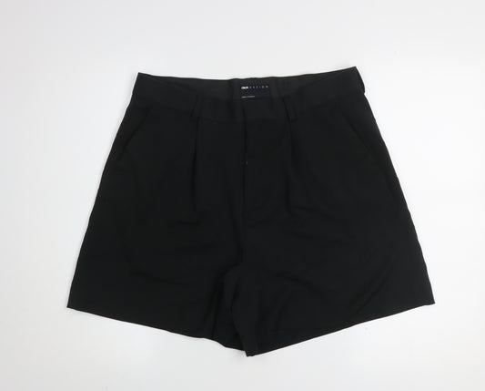 ASOS DESIGN Men's Black Chino Shorts Size 34 Pleated Front Smart Casual