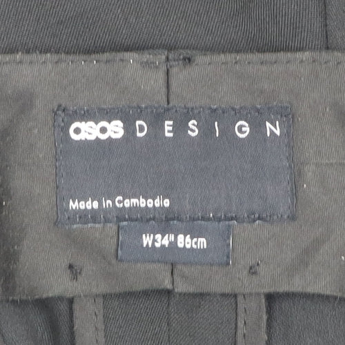 ASOS DESIGN Men's Black Chino Shorts Size 34 Pleated Front Smart Casual