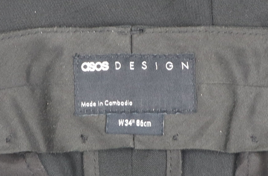 ASOS DESIGN Men's Black Chino Shorts Size 34 Pleated Front Smart Casual