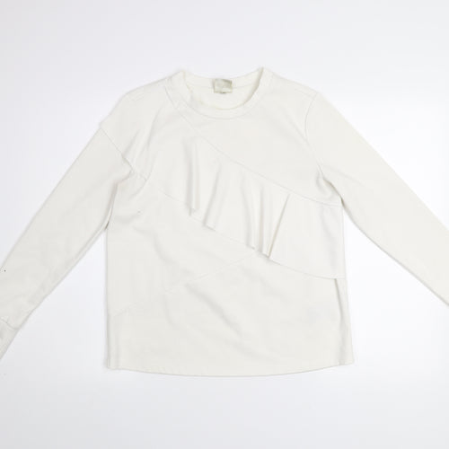 Selected Femme Women White Ruffle Pullover Sweatshirt Size S