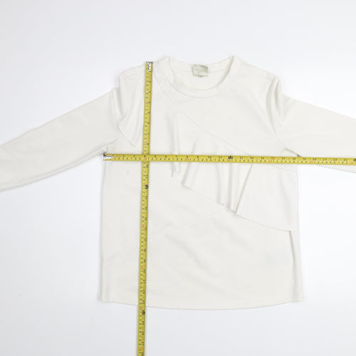 Selected Femme Women White Ruffle Pullover Sweatshirt Size S