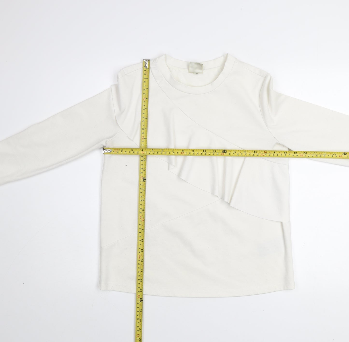 Selected Femme Women White Ruffle Pullover Sweatshirt Size S