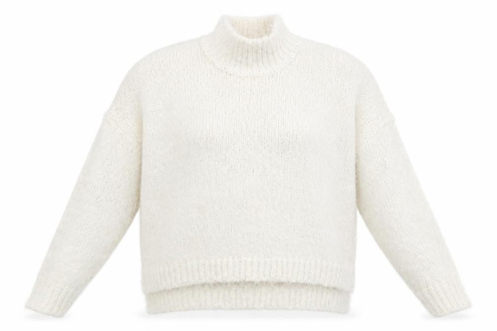Front view of Gallery Women's White Mock Neck Chunky Knit Jumper, size M