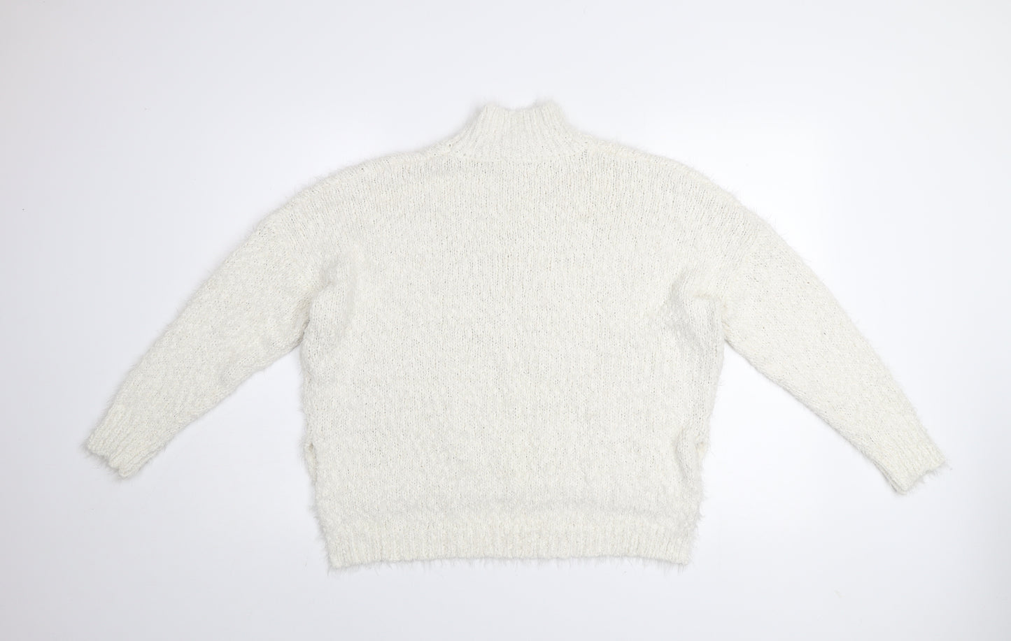 Gallery Women's White Mock Neck Chunky Knit Jumper Size M