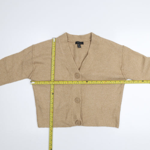 New Look Women Beige V-Neck Button Cardigan Small Knit Jumper
