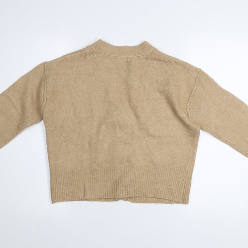 New Look Women Beige V-Neck Button Cardigan Small Knit Jumper