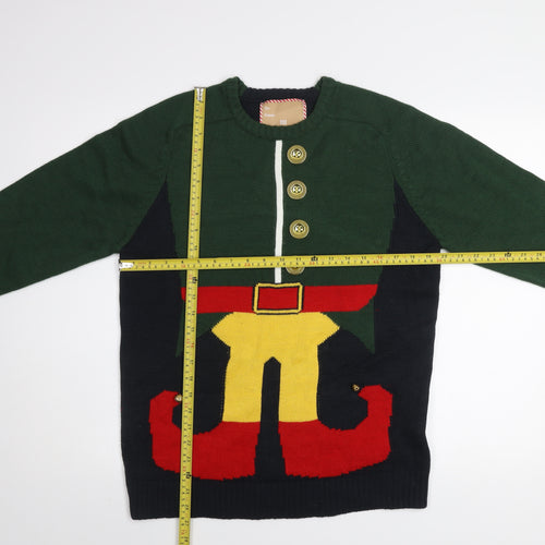 Cedarwood State Men's Multicoloured Christmas Elf Jumper Size M