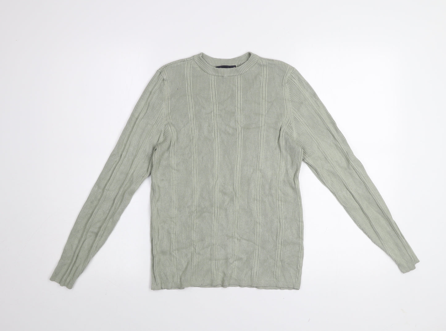 Marks and Spencer Women’s Soft Green Ribbed Knit Long Sleeve Jumper Size 16