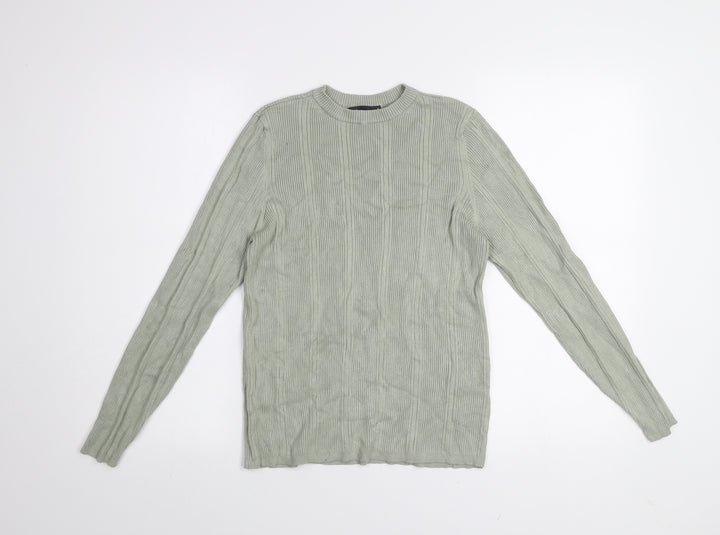 Marks and Spencer Women’s Soft Green Ribbed Knit Long Sleeve Jumper Size 16