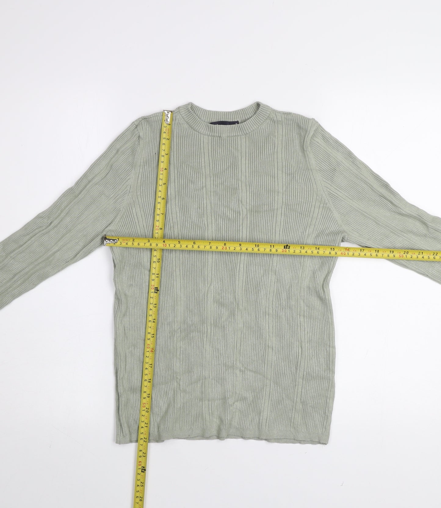 Marks and Spencer Women’s Soft Green Ribbed Knit Long Sleeve Jumper Size 16