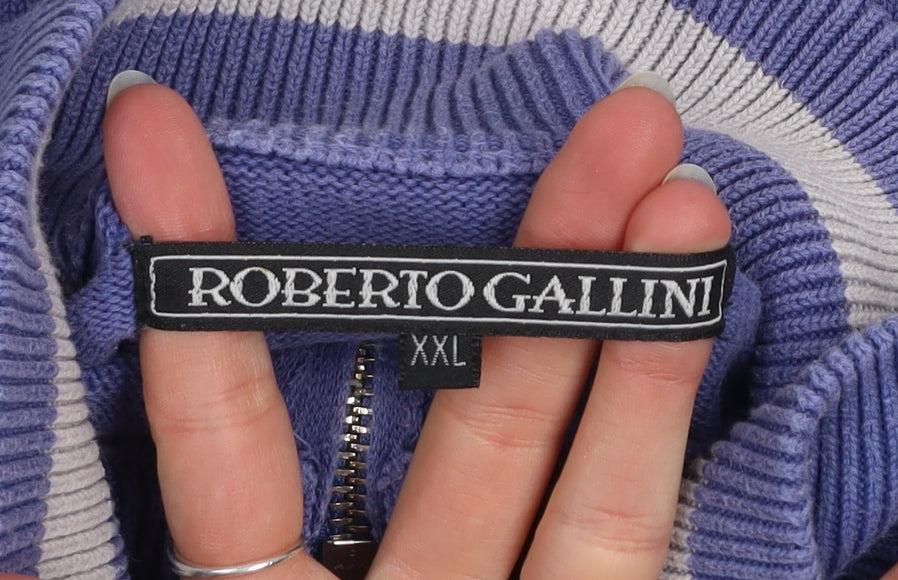 Roberto Gallini Men's Blue 2XL 1/2 Zip Cotton Knit Sweatshirt
