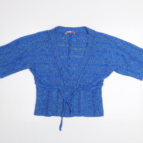 A|wear Women’s Blue Knit Wrap Short Sleeve Jumper Size 12-14