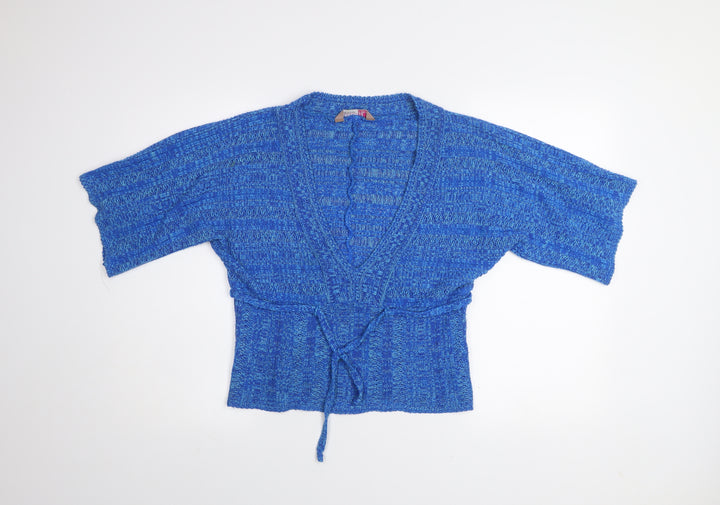 A|wear Women’s Blue Knit Wrap Short Sleeve Jumper Size 12-14