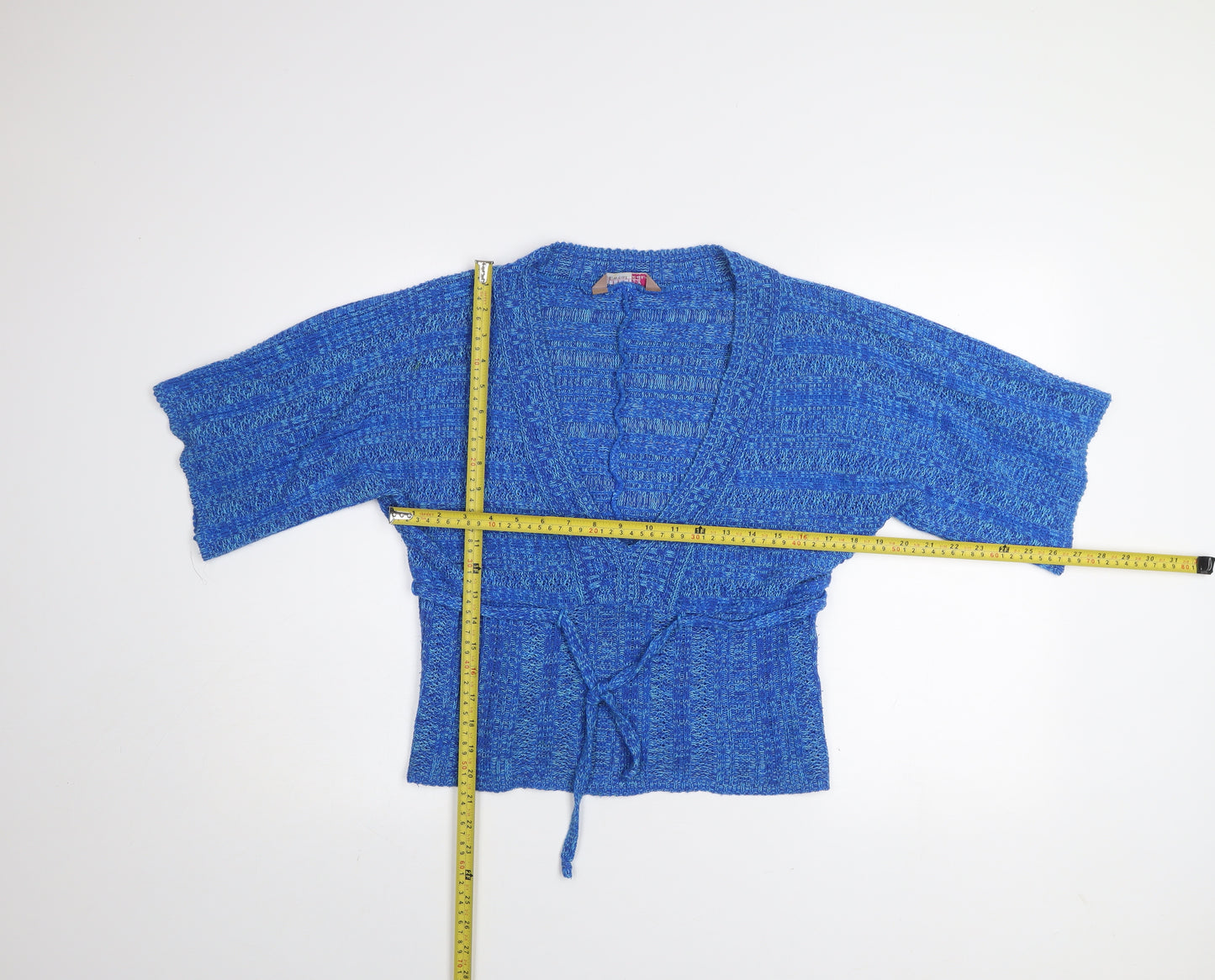 A|wear Women’s Blue Knit Wrap Short Sleeve Jumper Size 12-14
