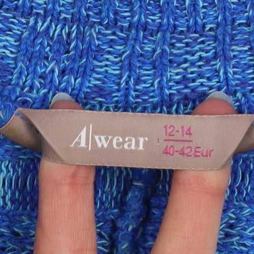 A|wear Women’s Blue Knit Wrap Short Sleeve Jumper Size 12-14