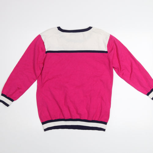 Mudflower Womens Pink Nautical Embroidered Pullover Jumper M