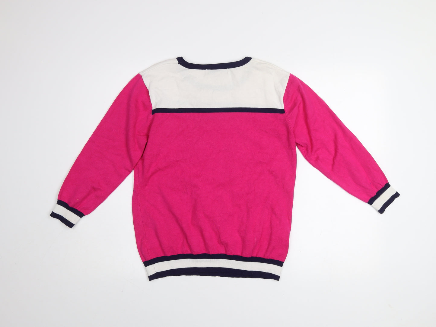 Mudflower Womens Pink Nautical Embroidered Pullover Jumper M