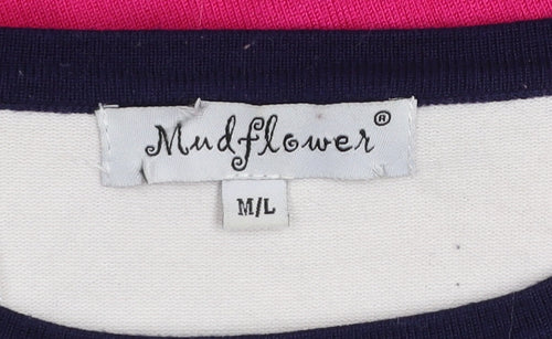 Mudflower Womens Pink Nautical Embroidered Pullover Jumper M