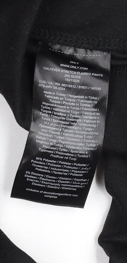 ONLY Girls Black XS Flared Stretch Jersey Trousers