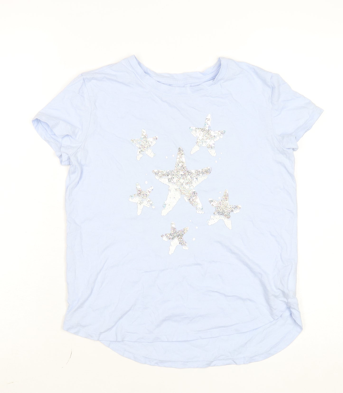 GAP Kids Girls Blue Sequin Star Graphic T-Shirt XL Short Sleeve