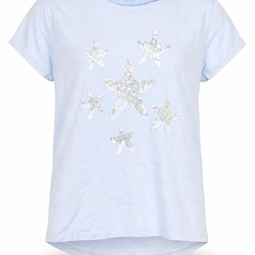 GAP Kids Girls Blue Sequin Star Graphic T-Shirt XL Short Sleeve