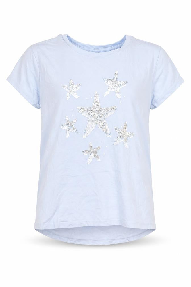 GAP Kids Girls Blue Sequin Star Graphic T-Shirt XL Short Sleeve