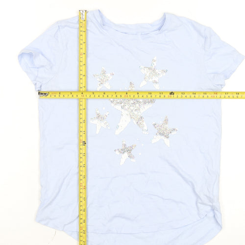 GAP Kids Girls Blue Sequin Star Graphic T-Shirt XL Short Sleeve