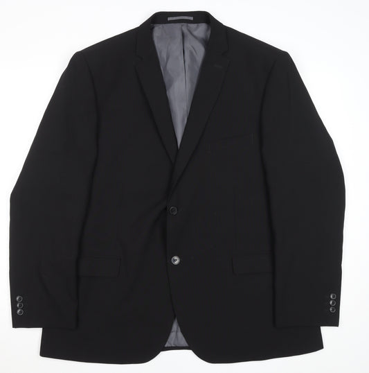 George Men's Black Regular Fit Suit Jacket 46R Polyester Blazer
