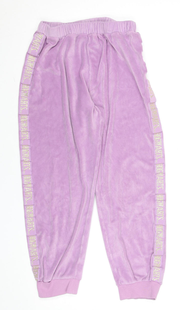Marks and Spencer Girls Purple Harry Potter Hogwarts Velour Jogger Trousers 11-12 Years